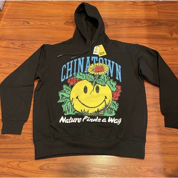 CHINATOWN MARKET Smiley Nature Finds A Way Hoodie X-LARGE, Black - Picture 2 of 6